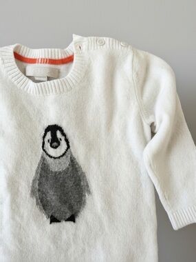 Christopher Fischer | 100% Cashmere Cream Penguin Sweater | Size 5/6